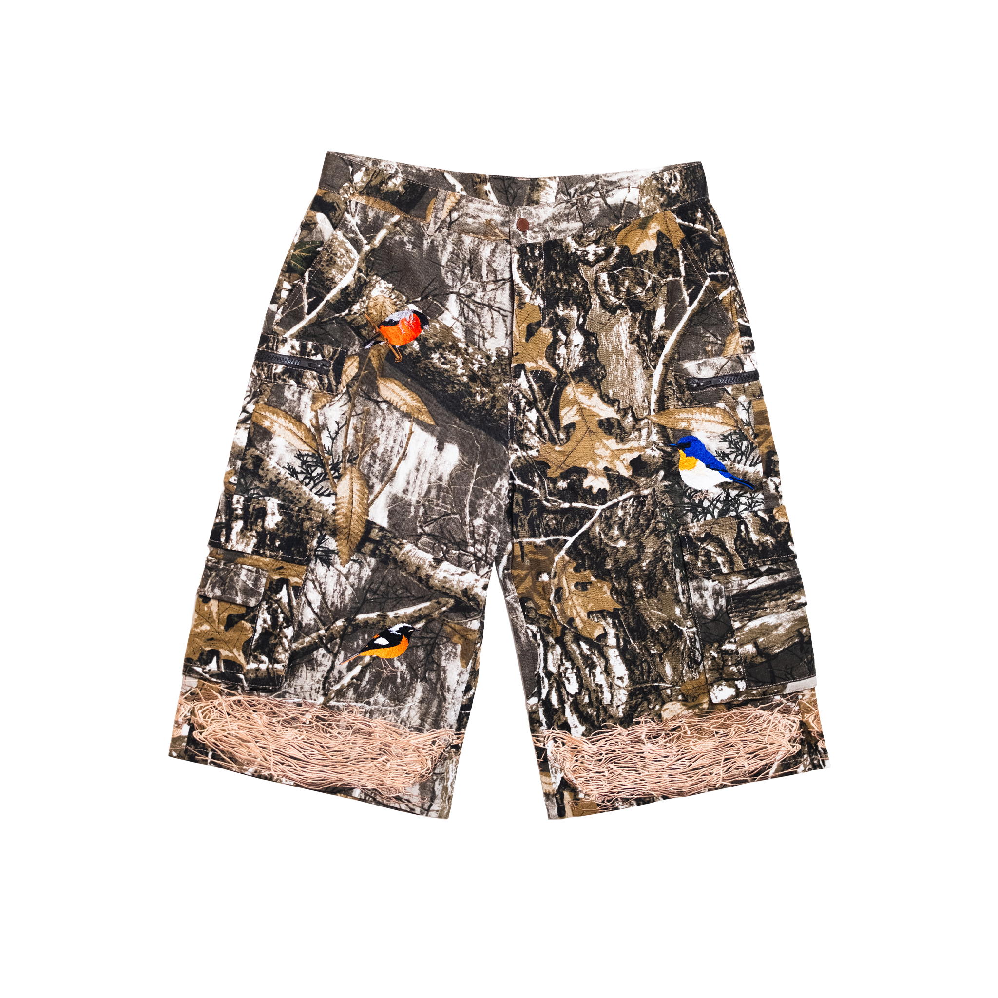 EMBROIDERED BIRD CARGO JORTS