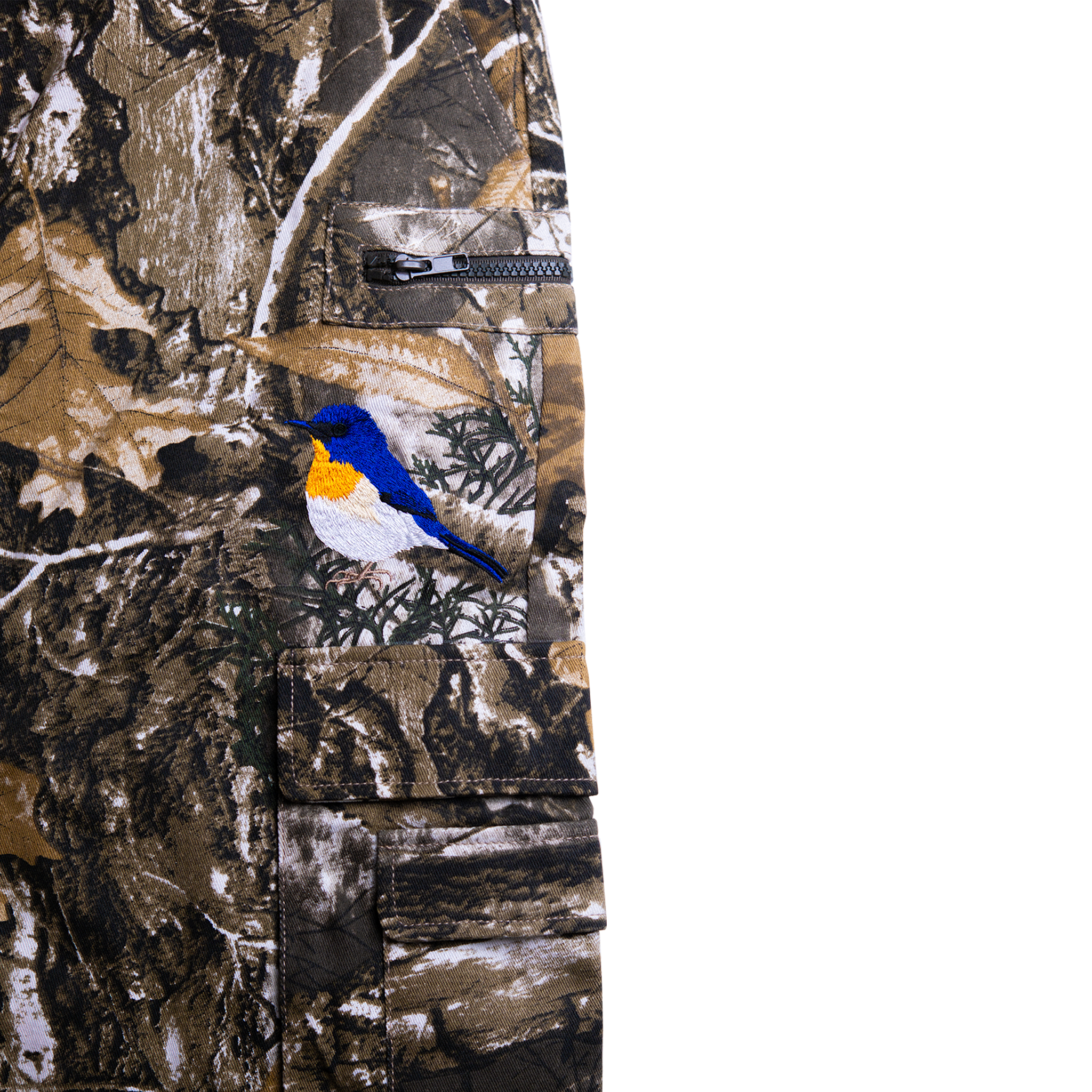 EMBROIDERED BIRD CARGO JORTS